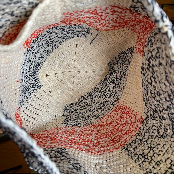 J. Crew Striped Straw Woven Market Bag Good Condition - Picture 8 of 12
